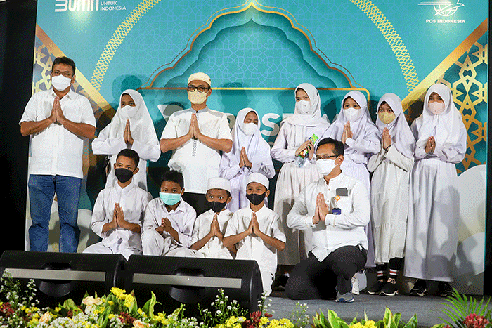 Launching konten Pospay Syariah di Masjid Sunda Kelapa, Jakarta Pusat, Kamis (24/3/2022).
