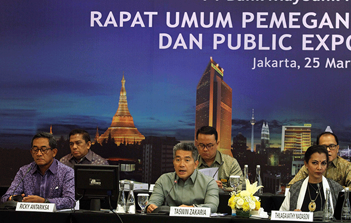 Rapat Umum Pemegang Saham Tahunan (RUPST) dan Paparan Publik Maybank di Jakarta, Jumat (25/3/2022).