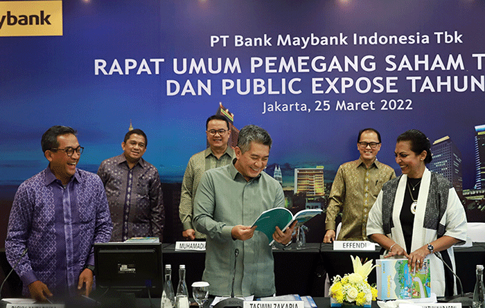 Rapat Umum Pemegang Saham Tahunan (RUPST) dan Paparan Publik Maybank di Jakarta, Jumat (25/3/2022).