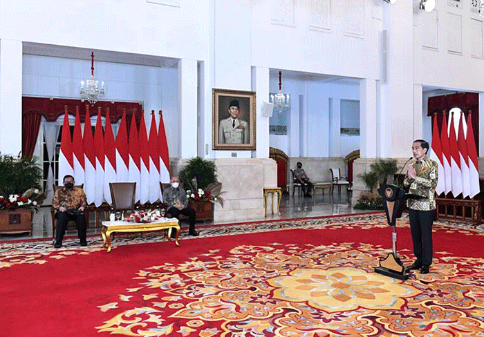 Presiden Joko Widodo membuka Rapat Koordinasi Nasional Transformasi Digital dan Pendataan Lengkap Koperasi dan Usaha Mikro Kecil Menengah Tahun 2022.