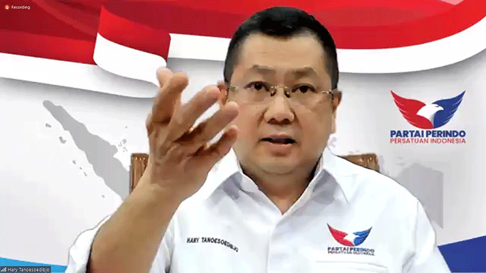 Ketua Umum DPP Partai Perindo Hary Tanoesoedibjo memberikan arahan di depan kader Pemuda Perindo diseluruh Indonesia dalam rangka HUT Pemuda Perindo ke-6.