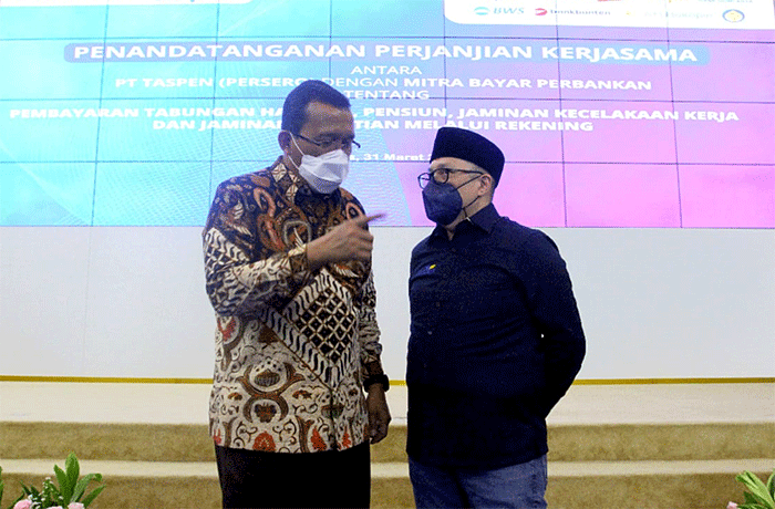 Perjanjian Kerjasama (PKS) perihal Pembayaran Tabungan Hari Tua, Pensiun, Jaminan Kecelakaan Kerja, dan Jaminan Kematian Melalui Rekening di Jakarta.