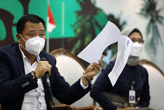 Diskusi Dialektika Demokrasi di Media Center, Nusantara III, Kompleks Parlemen MPR/DPR-DPD, Senayan, Jakarta, Kamis (7/4/2022).