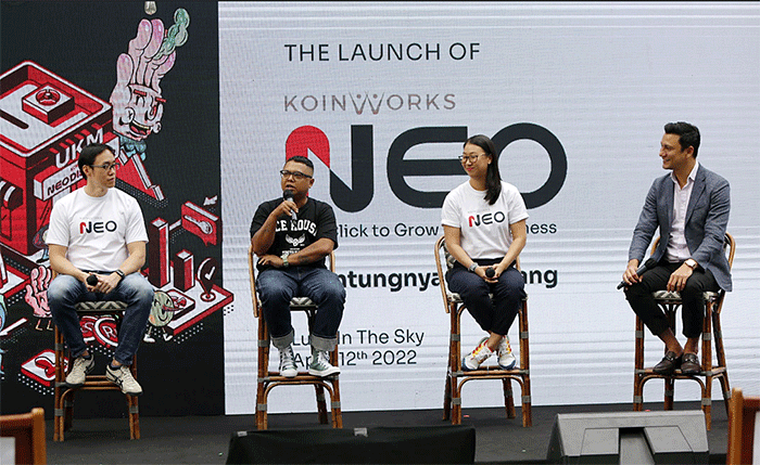 Peluncuran KoinWorks NEO di Lucy in the Sky, SCBD, Jakarta, Selasa (12/4/2022).