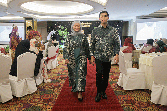 General Manager Merlynn Park Hotel Jakarta, Adolf Gustaf saat membuka acara perayaan hari jadi ke-12 Merlynn Park Hotel di Jakarta, Selasa (12/4/2022).