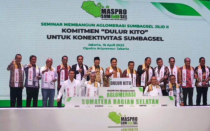 Tokoh Sumbagsel yang juga Menteri Badan Usaha Milik Negara Erick Thohir menghadiri seminar Masyarakat Profesional Sumatera Bagian Selatan (Maspro) Jilid II.