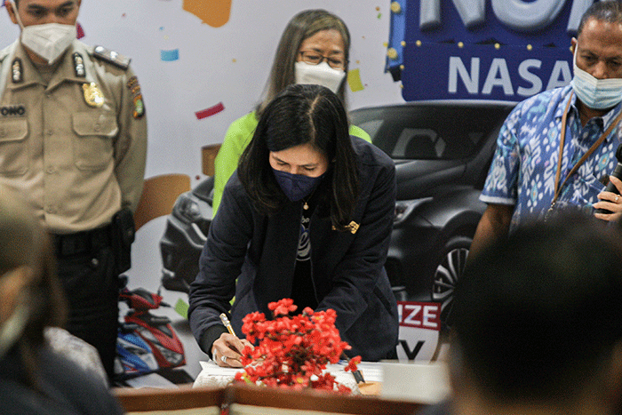 Direktur Utama MNC Life, Febriyani Sjofjan Yahya saat membuka acara penentuan pemenang program bagi-bagi rejeki MNC Life di iNews Tower, Kebon Sirih.