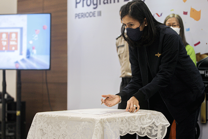 Direktur Utama MNC Life, Febriyani Sjofjan Yahya saat membuka acara penentuan pemenang program bagi-bagi rejeki MNC Life di iNews Tower, Kebon Sirih.