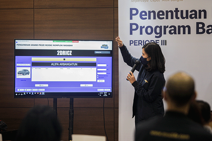 Direktur Utama MNC Life, Febriyani Sjofjan Yahya saat membuka acara penentuan pemenang program bagi-bagi rejeki MNC Life di iNews Tower, Kebon Sirih.