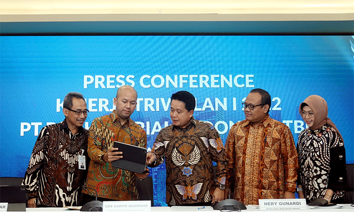 Paparan kinerja triwulan I/2022 BSI di Jakarta, Kamis (28/4/2022).