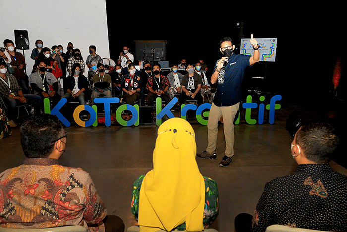 Workshop Pengembangan Kabupaten/Kota (KaTa) Kreatif Indonesia di Salihara Art Center, Jakarta, Kamis (12/5/2022).