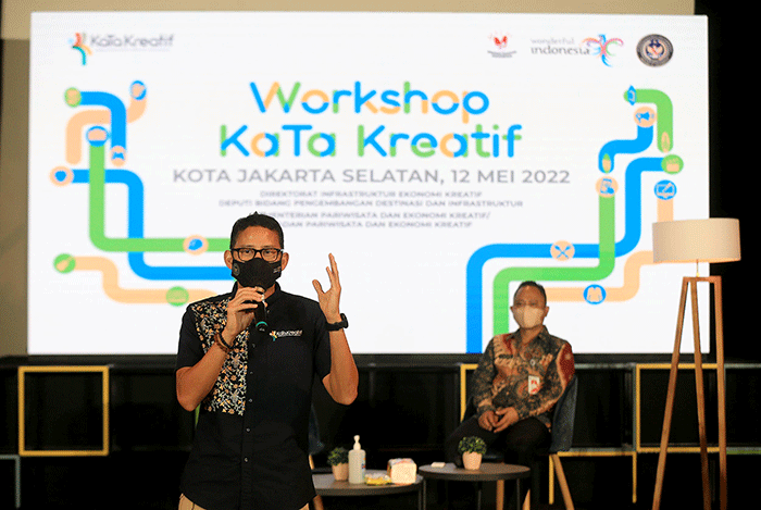 Workshop Pengembangan Kabupaten/Kota (KaTa) Kreatif Indonesia di Salihara Art Center, Jakarta, Kamis (12/5/2022).