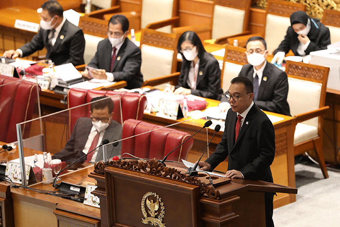 Rapat Paripurna Pembukaan Masa Persidangan V Tahun Sidang 2021-2022 di Nusantara II, Kompleks Parlemen MPR/DPR-DPD, Senayan, Jakarta, Selasa (17/5/2022).