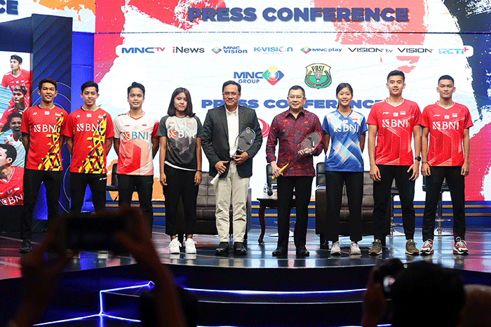 Press conference kerja sama eksklusif PBSI-MNC di Jakarta, senin (30/5/2022).