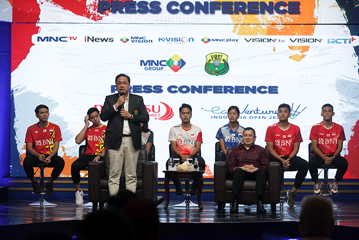 Press conference kerja sama eksklusif PBSI-MNC di Jakarta, senin (30/5/2022).