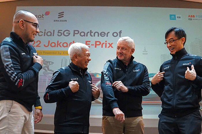 Keterangan pers terkait Indosat Ooredoo Hutchison Menjadi Official 5G Partner di Ajang Jakarta E-Prix 2022 Powered by Ericsson di Jakarta (31/5/2022).