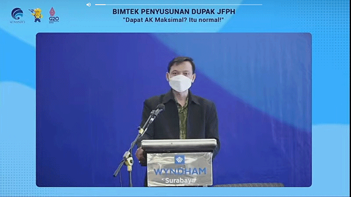 Bimbingan Teknis (Bintek) Kebijakan Sub Urusan Informasi dan Komunikasi Publik yang diselenggarakan secara virtual oleh Kementerian Komunikasi dan Informatika.
