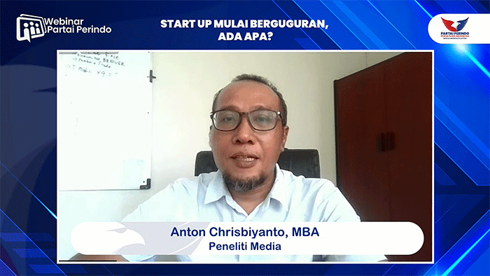 Partai Persatuan Indonesia (Perindo) kembali menggelar webinar mingguan bertajuk “Star Up Mulai Berguguran, Ada Apa?
