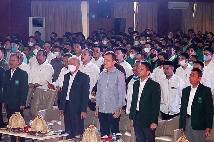 Seminar nasional Indonesia Emas yang dilaksanakan di Auditorium UIN Alauddin Makassar, Senin (13/6/2022).