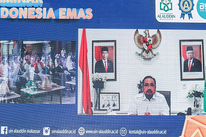 Seminar nasional Indonesia Emas yang dilaksanakan di Auditorium UIN Alauddin Makassar, Senin (13/6/2022).