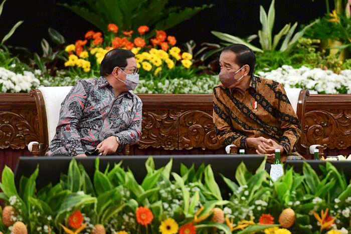 Pembukaan Rapat Koordinasi Nasional Pengawasan Intern Pemerintah Tahun 2022 di Istana Negara, Jakarta, Selasa (14/6/2022).