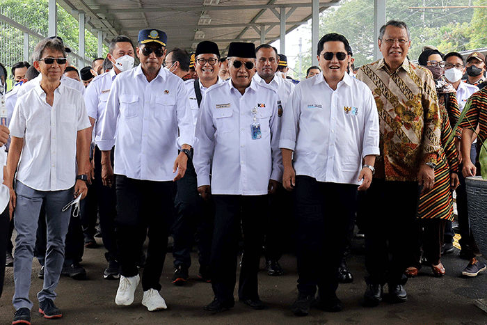 Peresmian Peningkatan Aksesibilitas dan Penataan Stasiun Pondok Ranji di Tangerang Selatan, Banten, Kamis (16/6/2022).