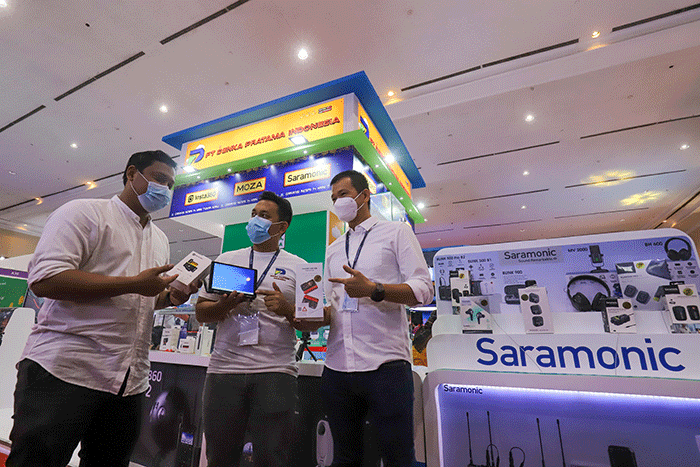 Pameran teknologi informasi Indocomtech 2022 di JCC Senayan, Jakarta Pusat, Sabtu (25/6/2022).