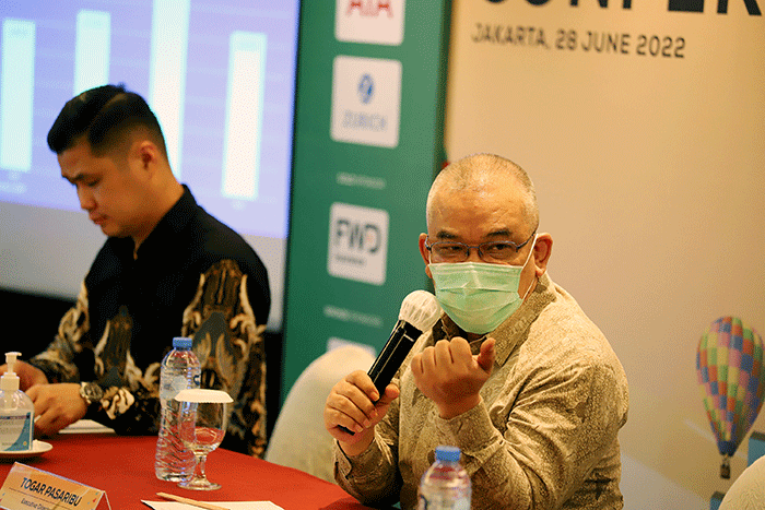 Keterangan pers terkait penyelenggaraan Million Dollar Round Table (MDRT) Day Indonesia 2022 di Jakarta, Selasa (28/6/2022).
