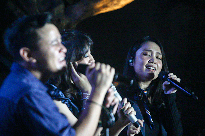 HIVI!, Gerald Situmorang dan Ify Alyssa saat berkolaborasi dalam acara Launch Event Unlimited TuneCore Indonesia di Senopati, Jakarta Selatan, Rabu (29/6/2022).
