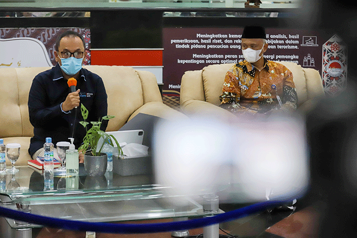 Konferensi pers terkait penggalangan dana dan donasi filantropi Yayasan Aksi Cepat Tanggap (ACT) di Gedung PPATK, Jakarta Pusat, Rabu (6/7/2022).