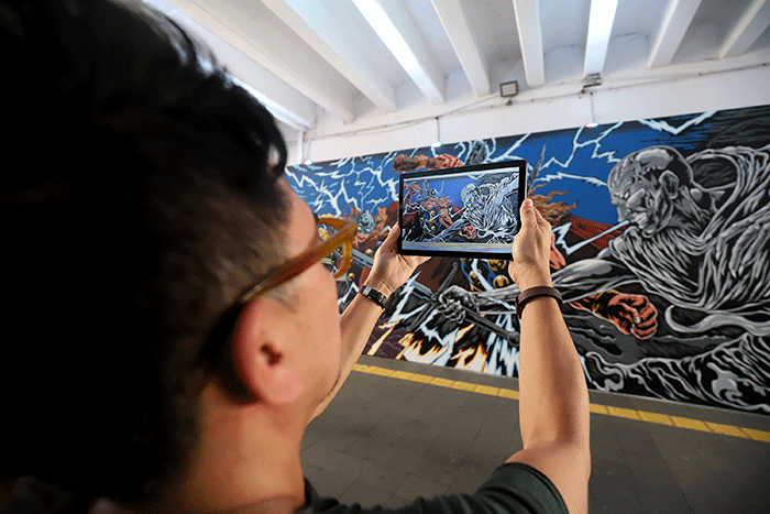 Konferensi pers kolaborasi mural di Terowongan Kendal, Jakarta, Kamis (7/7/2022).