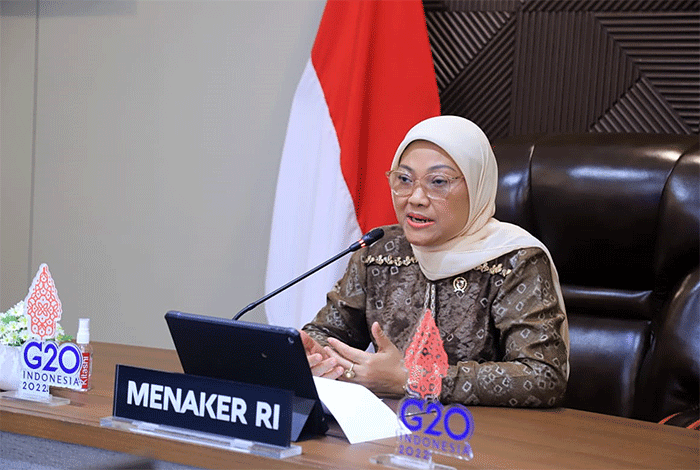 Menteri Ketenagakerjaan, Ida Fauziyah, dalam sambutannya pada acara yang bertajuk 