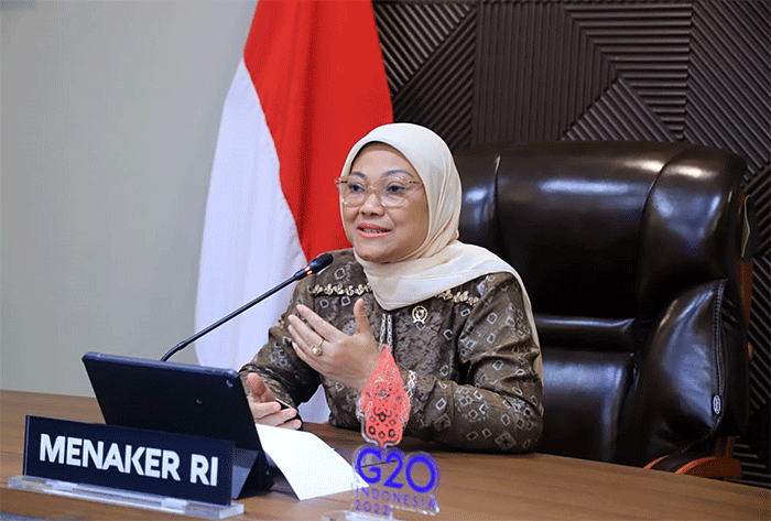 Menteri Ketenagakerjaan, Ida Fauziyah, dalam sambutannya pada acara yang bertajuk 