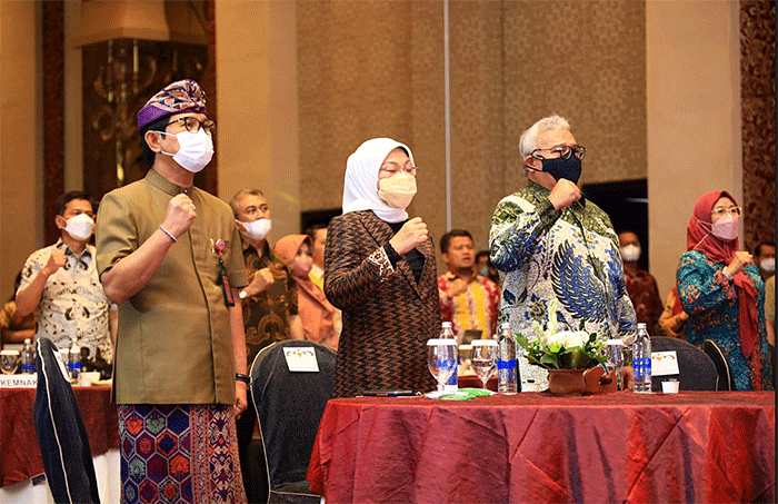 Menteri Ketenagakerjaan Ida Fauziyah membuka Rapat Koordinasi Nasional (Rakornas) Satu Data Ketenagakerjaan (SDK) di Badung, Bali, Kamis (21/7/2022).