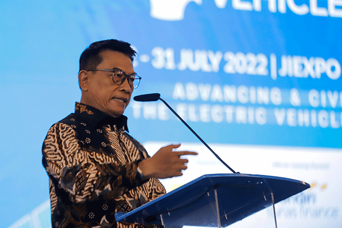 Opening Ceremony PERIKLINDO Electric Vehicle Show (PEVS) 2022 di JIEXPO Kemayoran, Jakarta Pusat, Jumat (22/7/2022).