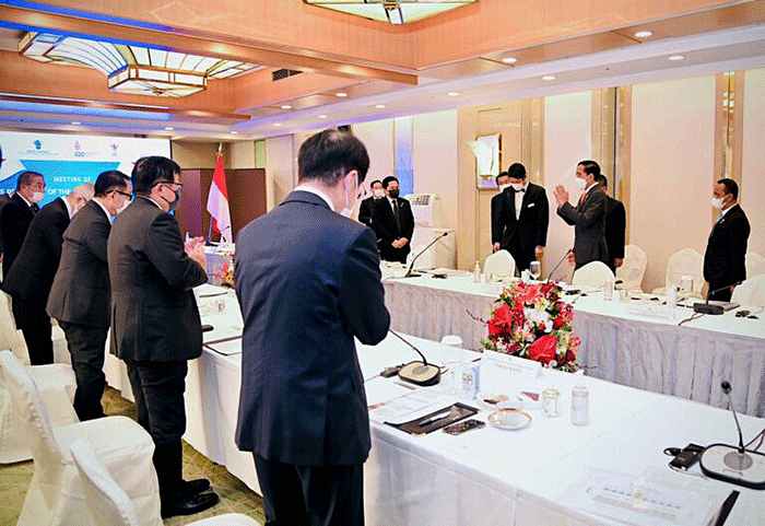 Presiden Joko Widodo bertemu dengan sejumlah CEO perusahaan Jepang di Imperial Hotel, Tokyo, Jepang, Rabu (27/7/2022).