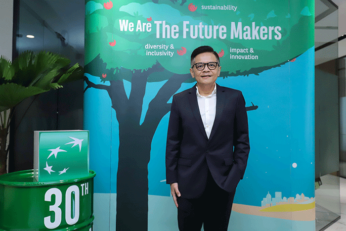 Presiden Direktur BNP Paribas Asset Management (AM) Priyo Santoso saat sesi wawancara khusus dengan IDX Channel di kantor BNP Paribas AM.