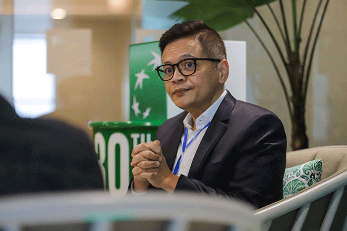 Presiden Direktur BNP Paribas Asset Management (AM) Priyo Santoso saat sesi wawancara khusus dengan IDX Channel di kantor BNP Paribas AM.