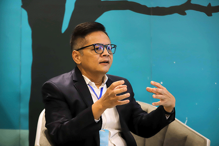 Presiden Direktur BNP Paribas Asset Management (AM) Priyo Santoso saat sesi wawancara khusus dengan IDX Channel di kantor BNP Paribas AM.