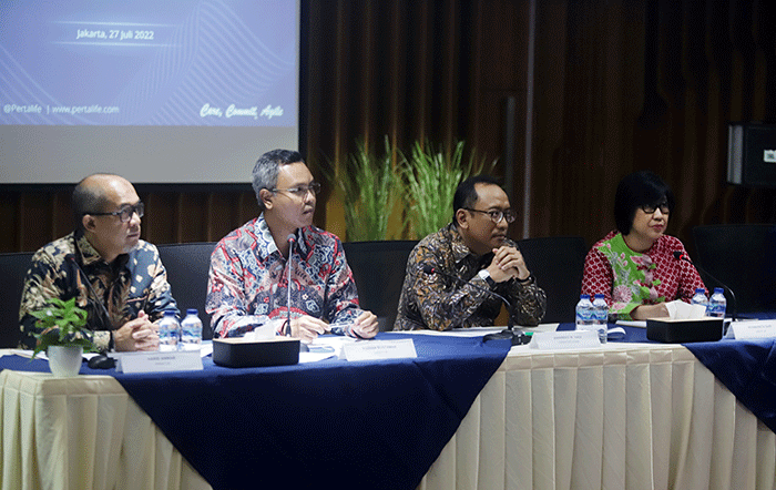 Konferensi pers kinerja PertaLife tahun buku 2021 di Jakarta, Rabu (27/7/2022).