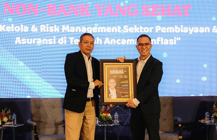 Direktur Utama BRI Life Iwan Pasila saat memberikan paparan bertema Membangun Industri Asuransi Jiwa Yang Sehat.