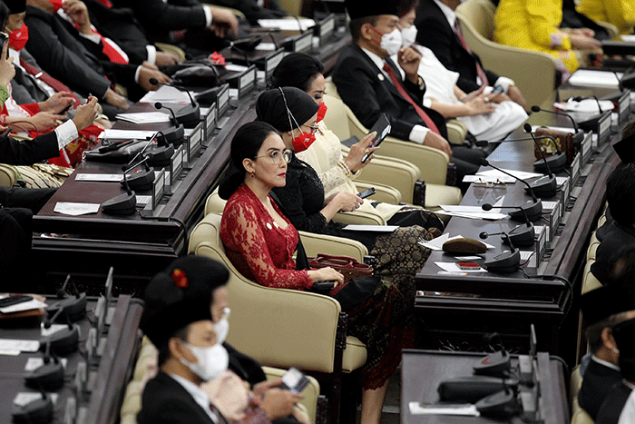 Ketua DPR RI Puan Maharani memberikan paparannya pada Sidang Tahunan MPR dan Sidang Bersama DPR - DPD Tahun 2022 di Gedung Nusantara, Kompleks Parlemen.
