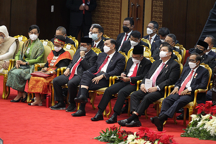 Ketua DPR RI Puan Maharani memberikan paparannya pada Sidang Tahunan MPR dan Sidang Bersama DPR - DPD Tahun 2022 di Gedung Nusantara, Kompleks Parlemen.