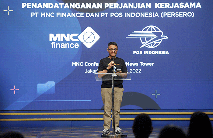 Penandatanganan Perjanjian Kerja sama PT MNC Finance dan PT Pos Indonesia (Persero) di Jakarta, Kamis (18/8/2022).