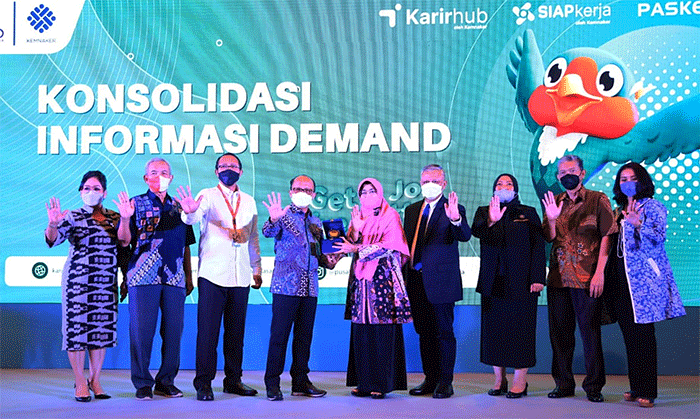 Sekretaris Jenderal Kementerian Ketenagakerjaan, Anwar Sanusi ketika memberikan sambutan pada acara Konsolidasi Informasi Demand Pasar Kerja di Jakarta.