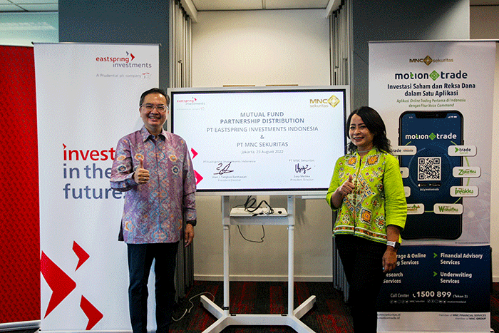 Peresmian kerja sama PT MNC Sekuritas dan PT Eastspring Investments Indonesia    di Jakarta, Selasa (23/8/2022).