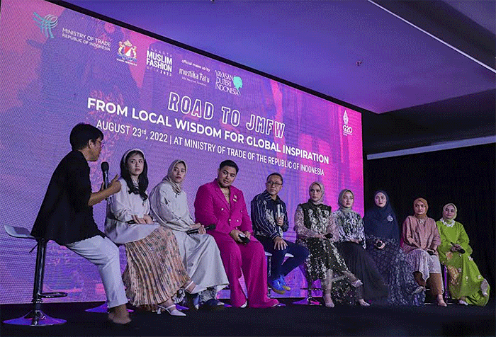 Roadshow Jakarta Muslim Fashion Week (JMFW) 2024 di Auditorium Kementerian Perdagangan, Jakarta Pusat, Rabu (23/8/2022).