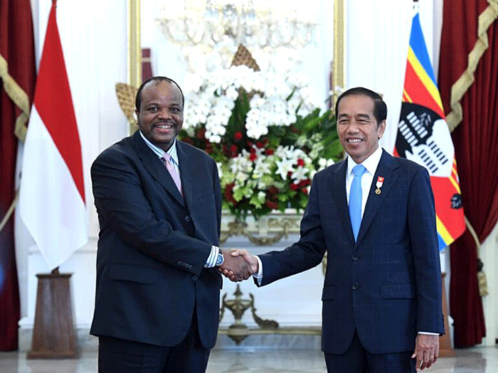 Presiden Joko Widodo menerima kunjungan Raja Eswatini, Raja Mswati III, di Istana Merdeka, Jakarta, Rabu (24/8/2022).