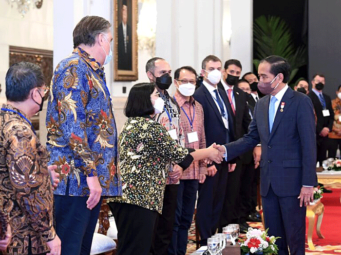 Presiden Joko Widodo menerima delegasi dari Dewan Bisnis AS-ASEAN atau US-ASEAN Business Council di Istana Negara, Jakarta, Rabu (24/8/2022).