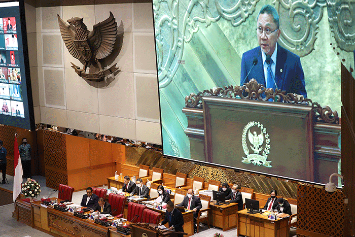 Rapat paripurna DPR ke-3 masa persidangan I tahun 2022-2023 di kompleks Parlemen, Senayan, Jakarta, Selasa (30/8/2022).